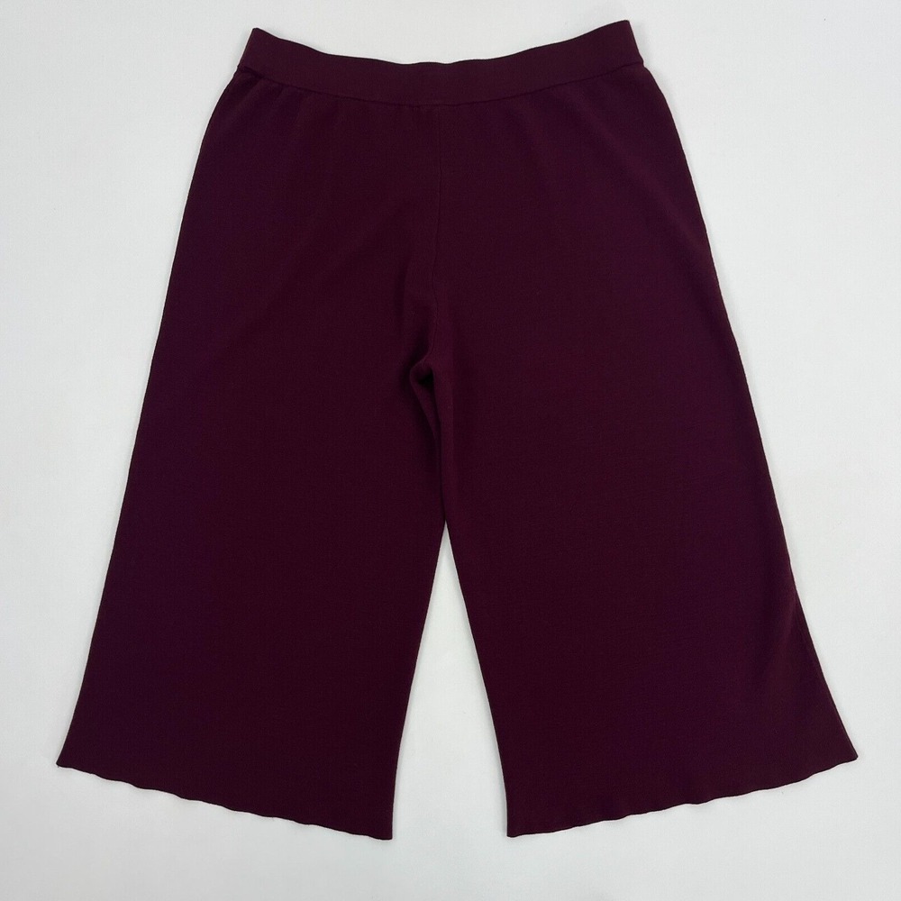 Ann Taylor Thick Knit Crop Pants Maroon Merlot Pull On - Picture 5 of 12